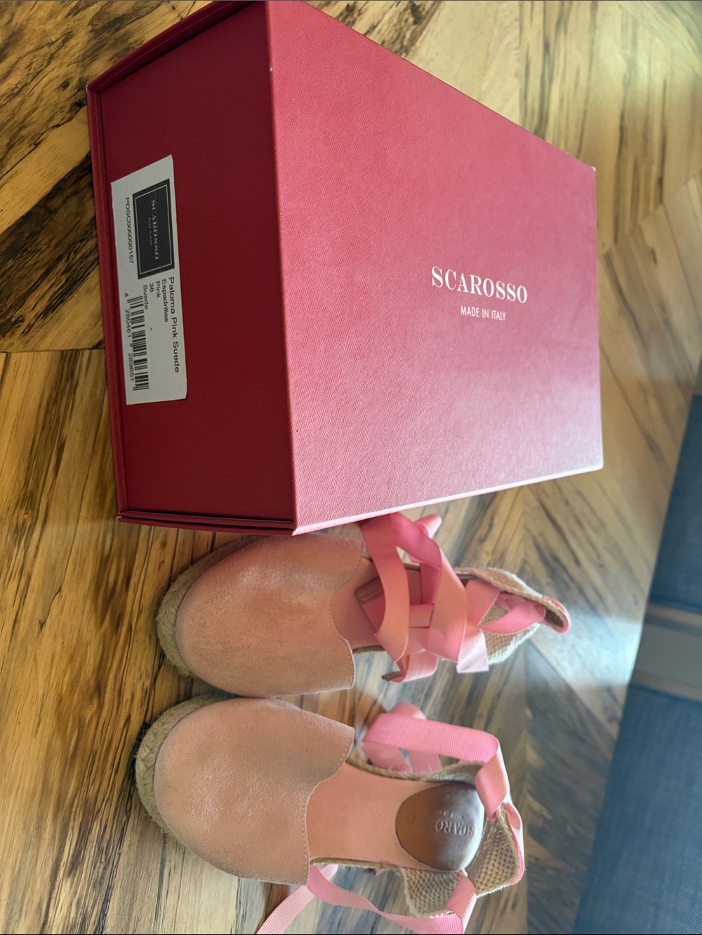Scarosso Pink Ribbon Tie Espadrille Flats for Women